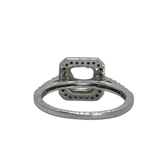 Vintage Silver Halo Ring with Cushion Cut Center Crystal - Picture 6 of 8